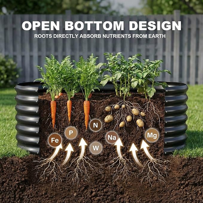 AHEONLAR 3 Pack 4×2×1.5ft Galvanized Raised Garden Bed Outdoor, Sturdy Planter Boxes for Vegetables, Fruits, Flowers and Plants, Easy Assembly, Black