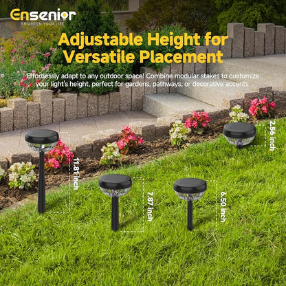 Ensenior 8-Pack Solar Lights Outdoor, Auto ON/Off 6500K LED Solar Garden Lights for Pathway, Yard, Patio, Walkway, Flower Bed, Halloween Christmas Landscape Lighting, IP65 Waterproof, Flag Lights