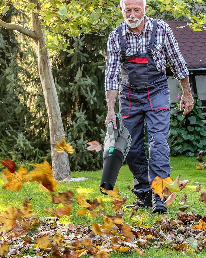 Litheli 20V Cordless Leaf Blower 350 CFM 85 MPH, Variable Speeds Electric Leaf Blower Battery Powered for Blowing Leaves, Dust, Snow, 4.0 Ah Battery & Fast Charger Included