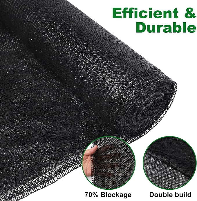 winemana 120x6 FT Outdoor Shade Cloth for Garden & Plants - 70% Large Black Mesh Tarp, UV Resistant Woven Shade Fabric for Greenhouse Farm Row Cover Vegetables Sun Protection Poultry Run