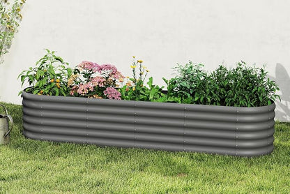 DDK Galvanized Raised Garden Bed, Outdoor Planter Bed, 8x2x1.5ft Metal Planter Box for Gardening and Planting,GD