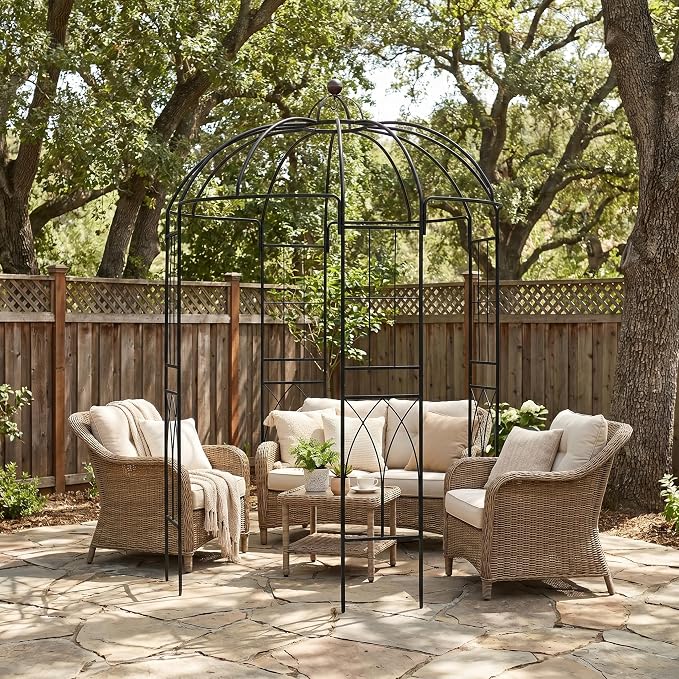Garden Arches Arbors Birdcage Shape,9' High x 6.8' Wide,Metal Pergola Pavilion Gazebo Enduring Iron Trellis Plants Support Use for Outdoor Garden Arbor Climbing Plants Wedding Arches Ceremony