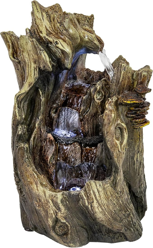 Sunnydaze Tabletop Water Fountain - 14 Inch Relaxing Indoor Desktop Water Fountain - Cascading Caves with LED Lights - Office, Bedroom, Living Room