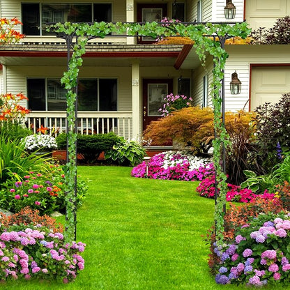 8FT Garden Arch Arbor, Steel Frame Stand Trellis for Climbing Plants, Outdoor Archway Gate for Wedding Ceremony Decoration Party Vines Lawn Courtyard Patio Backyard