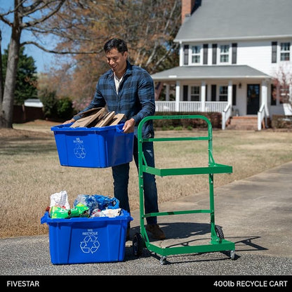 FIVESTAR 400 lb. Capacity Heavy-Duty Recycle Bin Cart with Aluminum Frame and Recycle Bin Trays and Four Wheels