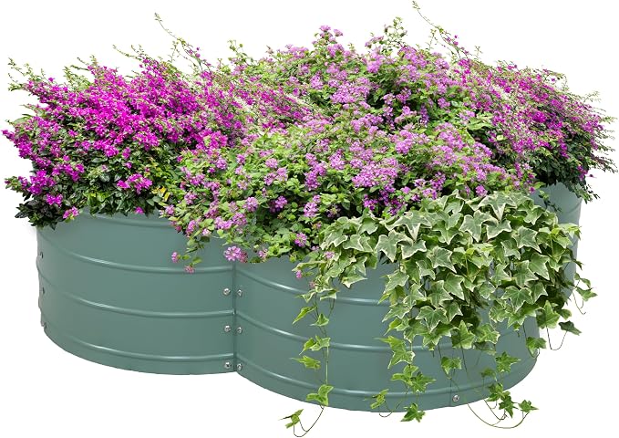Sunnydaze Galvanized Raised Garden Bed - Outdoor Planter Box for Backyard or Patio - Steel Metal Raised Bed for Gardening Vegetables, Flowers, Herbs - 43 x 43 x 12 in - Green - Clover
