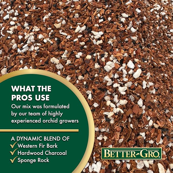 Better-Gro Special Orchid Mix - Premium Grade Orchid Bark Potting Mix for Potting, Repotting, Enhanced Drainage, Air Flow & Root Ventilation, for Phalaenopsis, Cattleyas, Dendrobiums, 8 Quarts