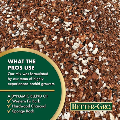 Better-Gro Special Orchid Mix - Premium Grade Orchid Bark Potting Mix for Potting, Repotting, Enhanced Drainage, Air Flow & Root Ventilation, for Phalaenopsis, Cattleyas, Dendrobiums, 8 Quarts