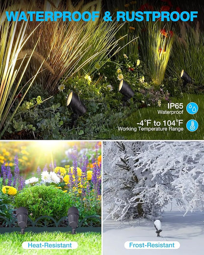 SUNVIE 6W Low Voltage Landscape Lights LED Low Voltage Spotlight Warm White Landscaping Lights Waterproof Landscape Spotlights with Connectors Spot Lights Outdoor for Garden Tree Wall Yard, 2 Pack