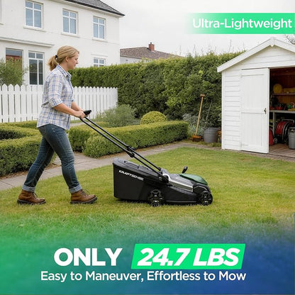18" Electric Lawn Mower, 40V Cordless Lawn Mower with 2x5.0Ah Batteries & Charger, Brushless Motor, 2-in-1 Mulching & Bagging, 6-Position Height Adjustment, for Medium Yards