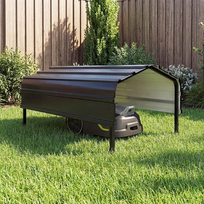 LAUSAINT HOME Robot Mower Garage, Outdoor Storage Shed with Rust-Resistant Metal Roof, All-Weather Protection for Lawn Mowers, Garden Tool Fits Most Standard Lawn Mowers