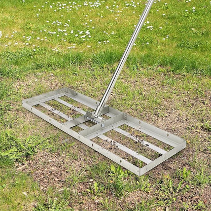 Lawn Leveling Rake, Heavy-Duty Lawn Leveler Tool, Stainless Steel/36"×10" Ground Plate/6FT Extra Long Handle/180° Flexible Rotation, Landscape Rake for Backyard, Garden, Farm, Golf Course, Pasture