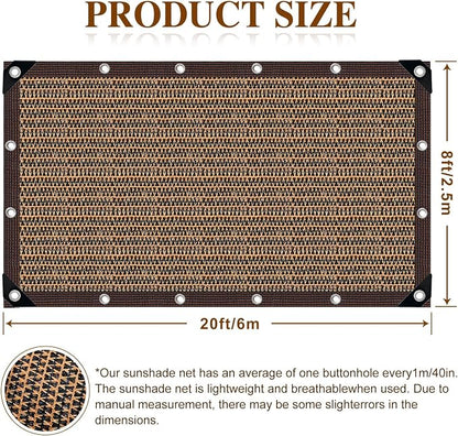 80% Sunblock Shade Cloth Net Resistant - 8x20Ft Garden Shade Mesh for Plant Cover, Greenhouse, Chicken Coop, Kennels, Tomatoes Plants