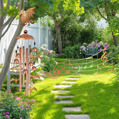Dragon Wind Chimes for Outside, Fantasy Gifts for Men Women Metal Windchimes Outdoors, Medieval Dragon Home Garden Patio Yard Decor