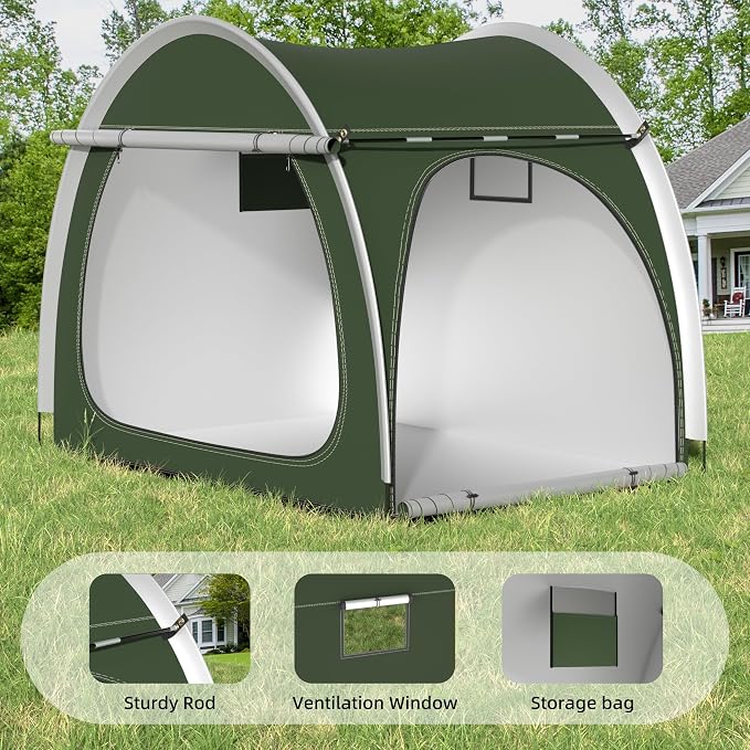 Bike Storage Shed, Oversized Storage Tent for 3-4 Bikes, Portable Foldable Garage/Garden Storage Tents, Waterproof Anti-uv Outdoor Bicycle Cover, Green