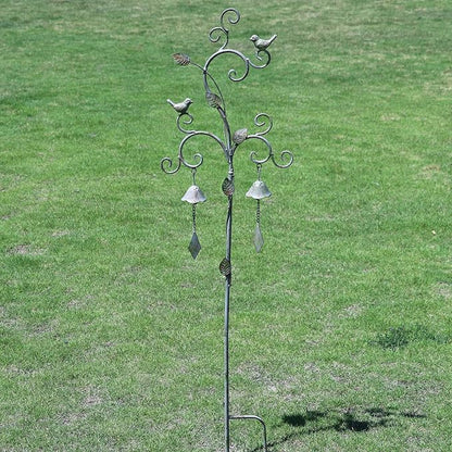Decorative Garden Stakes for Outside,Metal Outdoor Garden Decor with Bells | 45.7"H Wind Chime Stakes for Outside,Bird Metal Garden Art for Garden,Flower Beds, Patio.