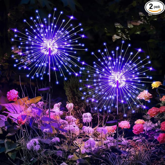 GIGALUMI Garden Outdoor Decor Lights 120LED 2Pack, Solar Garden Lights for Yard Outside Fairy Decorative,Solar Powered for Yard Pathway Flowerbed Planter Balcony Patio Decor（Purple）
