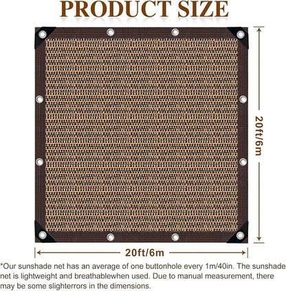 80% Sunblock Shade Cloth Net Resistant - 20x20Ft Garden Shade Mesh for Plant Cover, Greenhouse, Chicken Coop, Kennels, Tomatoes Plants