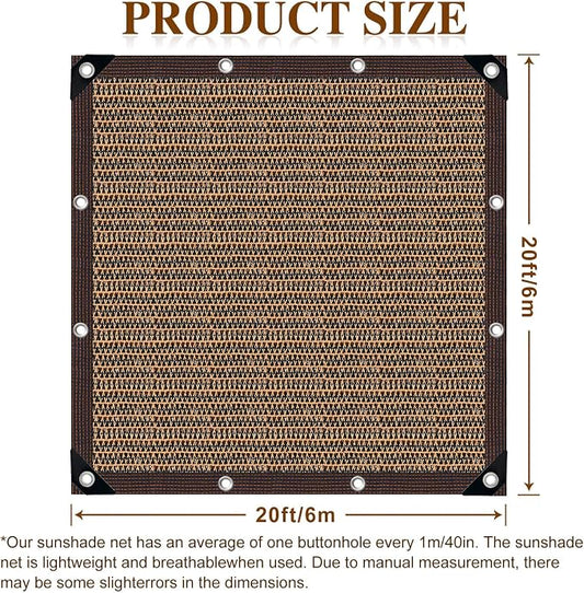 80% Sunblock Shade Cloth Net Resistant - 20x20Ft Garden Shade Mesh for Plant Cover, Greenhouse, Chicken Coop, Kennels, Tomatoes Plants