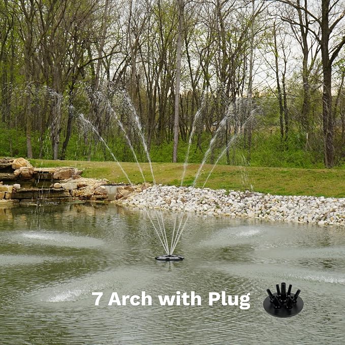 Half Off Ponds 1.75 HP Floating Fountain & Aerator | 14,800 GPH output, 11 spray patterns, Color-changing LED lights, 200 ft cord, Energy-efficient design