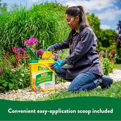 Preen Garden Weed Preventer Plus Plant Food 16 lb. Drum, Covers 2,560 sq ft | Granular All Purpose Fertilizer with Pre Emergent Weed Control for Gardens – Prevents Weeds and Feeds Plants
