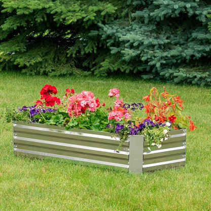 Sunnydaze Galvanized Raised Garden Bed - Outdoor Planter Box for Backyard or Patio - Steel Metal Raised Bed for Gardening Vegetables, Flowers, Herbs - 47 x 23 x 12 in - Silver - Rectangle