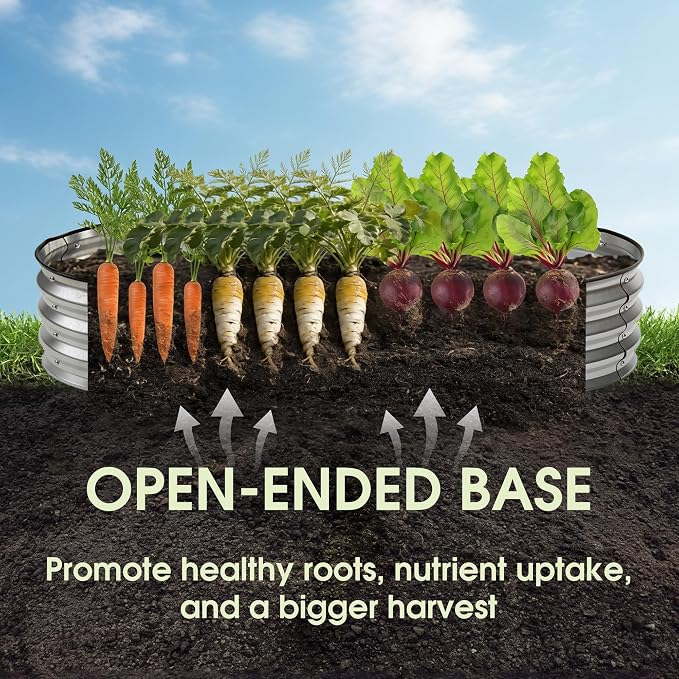 NEWBULIG Galvanized Raised Garden Bed Outdoor, 8x4x1ft Metal Planter Box for Vegetables Flowers Herbs, Heavy-Duty Oval Raised Flower Bed for Gardening, Open Bottom, Easy Assembly, Safe Edges