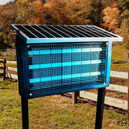 Heavy-Duty Big Solar Bug Zapper Outdoor for 8000 sq.ft with 30W Solar Panel | Rechargeable Solar Zapper with High Powered, Outdoor Solar Bug Zapper for Patio Garden Backyard Farm and Large Spaces