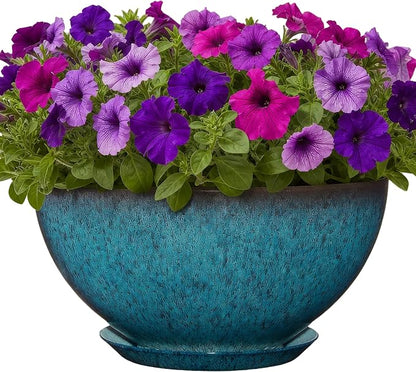 Classic Home & Garden by Growscape Rosie Modern Planter(10” Indigo Speckle) | Hand-Painted Finish Plant Pots, Lightweight Indoor Outdoor Planter, UV-Resistant, Great for Patio, Home & Garden Decor Accent