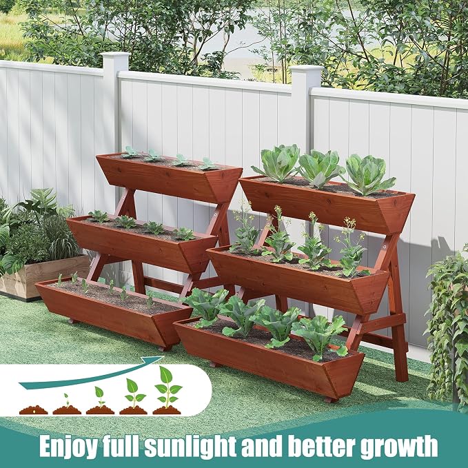 viewcare Raised Garden Bed, 3 Tier Vertical Garden Planter for Indoor & Outdoor, Raised Planter Box with Legs, Garden Planter Box for Flowers/Vegetables/Plants