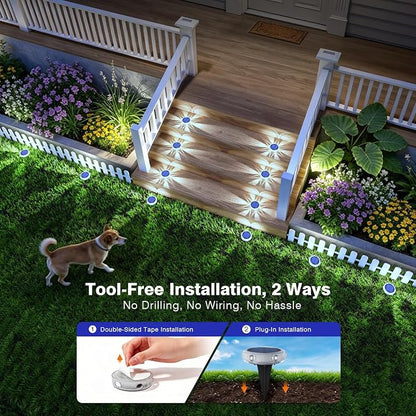 YiLaie Solar Ground Lights, 12 Pack Solar Lights Outdoor IP68 Waterproof, Pathway Lights Solar Powered, Solar Garden Light, Landscape Lighting for Yard Driveway Walkway Deck,Cold White