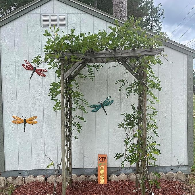 Metal Dragonfly Wall Decor Outdoor Garden Fence Art,Hanging Decorations for Living Room, Bedroom, 3 Pack
