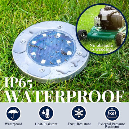 SOLPEX Solar Ground Lights, 12 Pack Solar Lights Outdoor Waterproof, 8 LED Solar Powered Landscape Lighting for Garden Yard Patio Pathway Driveway Walkway (Cool White)