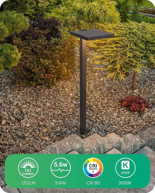 EDISHINE Low Voltage Landscape Lighting, 5.6W 151LM 3000K 50,000 Hrs Waterproof LED Pathway Lights, 12V Aluminum Outdoor Landscape Lighting with Connectors for Yard, Garden, Walkway, 4 Pack