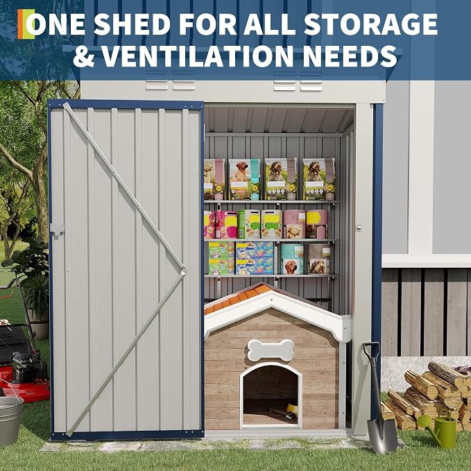 Garvee 5x3 FT Outdoor Storage Shed, Tool Shed with Sloping Roof | Rust-resistant galvanized steel – withstands harsh weather for years.