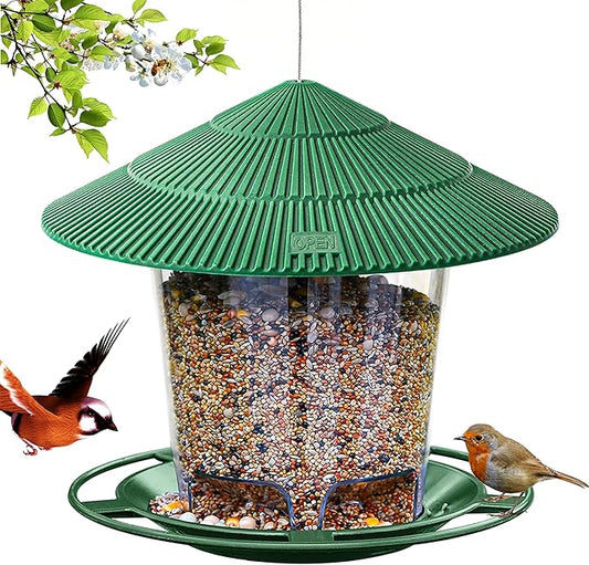 Hanizi Bird Feeder Outdoor Hanging for Wild Bird Seed, Green