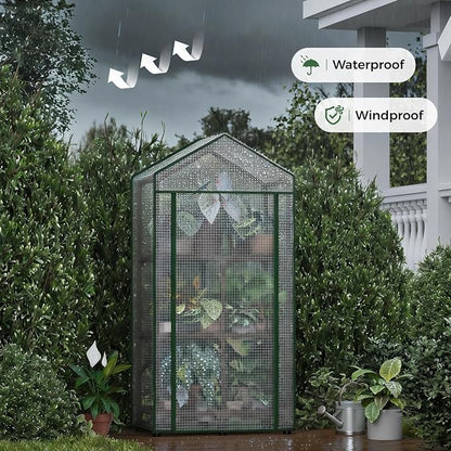 Bamworld 23 x 17 x 54-Inch Mini Greenhouses with Wheels Portable Green House with PE Cover Sturdy Eucalyptus