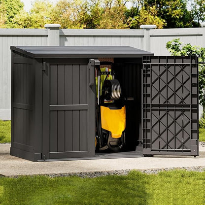 LHBGO Outdoor Storage Shed 36 Cu. Ft. Resin Garden Horizontal Storage Large Capacity Weather Resistant Storage Box, Lockable Resin Waterproof Shed