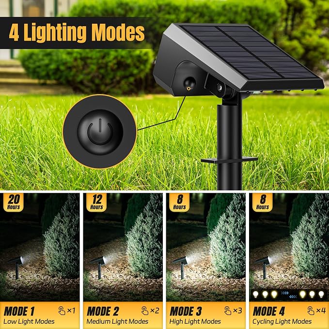 Solar Spot Lights Outdoor, [6 pack/118 LED] 4 Modes Auto On/Off Solar Landscape Spotlights, Ip67 Waterproof Solor Powered Pathway Lights for Outside Yard Garden Walkway Tree Patio (Cool White)