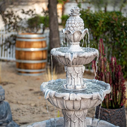 XBrand Large Outdoor Electric Bird Bath Fountain 58.3", 3-Tier Garden Water Fountain with Pump, Classic Leaf Design, Resin Floor Fountain for Yard, Lawn, Patio & Porch