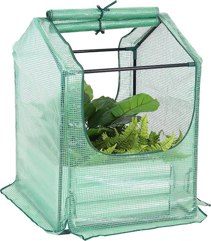 Sunnydaze Steel Raised Garden Bed with Mini Greenhouse - Outdoor Greenhouse Kit - 2 Zippered Doors - 2' x 2' - Green
