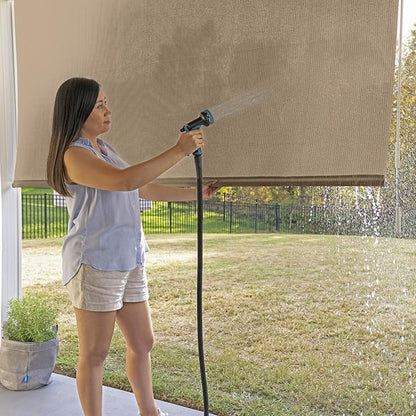 Coolaroo Outdoor Roller Shade with Wand - 90% UV Block Breathable Light Filtering Shade for Patio or Porch, Fade-Resistant, Easy-Clean Fabric, 8ft x 6ft, Southern Sunset