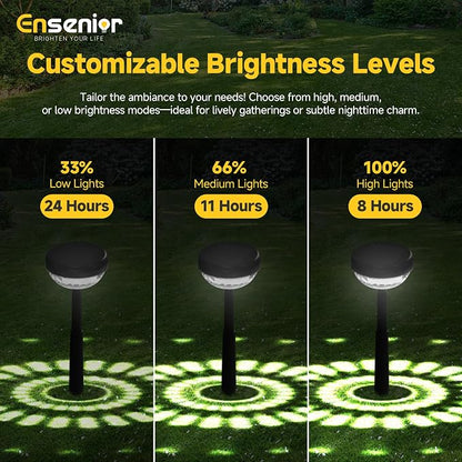 Ensenior 8-Pack Solar Lights Outdoor, Auto ON/Off 6500K LED Solar Garden Lights for Pathway, Yard, Patio, Walkway, Flower Bed, Halloween Christmas Landscape Lighting, IP65 Waterproof, Flag Lights