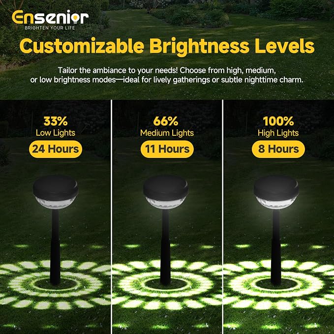 Ensenior 6-Pack Solar Lights Outdoor, Auto ON/Off 6500K LED Solar Garden Lights for Pathway, Yard, Patio, Walkway, Flower Bed, Halloween Christmas Landscape Lighting, IP65 Waterproof, Flag Lights