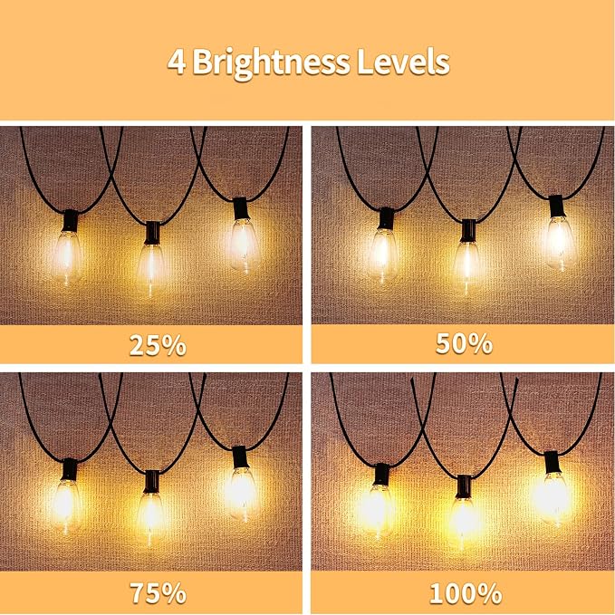 SANBEN Outdoor String Lights-50ft 25+1 ST38 Bulbs Patio Lights with Remote | Dimmable & Timer, IP65 Waterproof & Shatterproof, 24V Low-Voltage LED Lights for Outside Deck Garden Backyard Porch Party