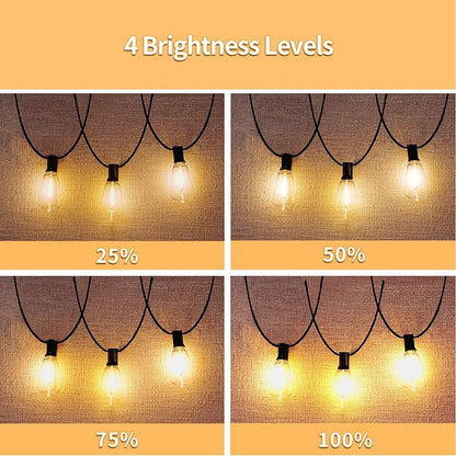 SANBEN Outdoor String Lights-50ft 25+1 ST38 Bulbs Patio Lights with Remote | Dimmable & Timer, IP65 Waterproof & Shatterproof, 24V Low-Voltage LED Lights for Outside Deck Garden Backyard Porch Party