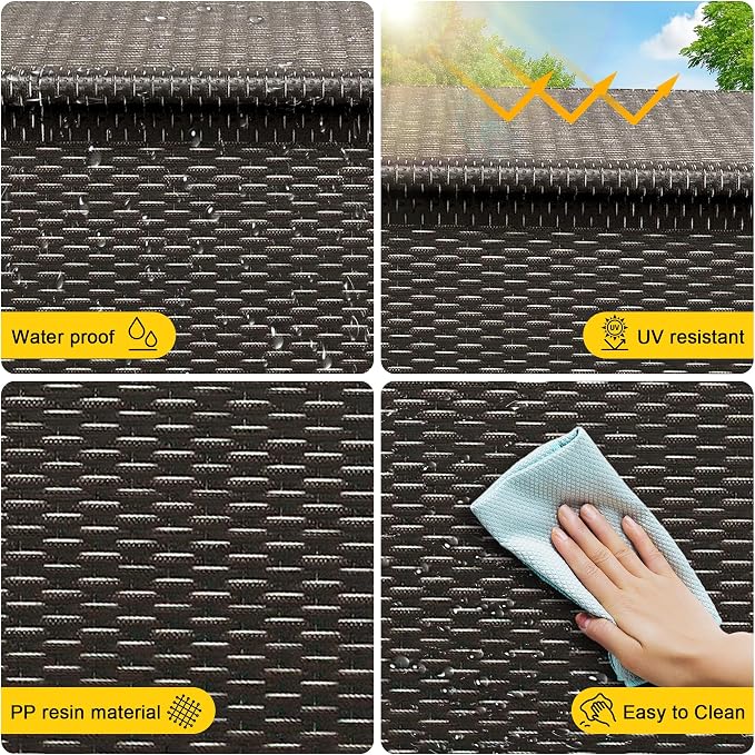 Wicker Deck Box, 125 Gallon All-Weather Outdoor Storage Box, Rattan Storage Bin for Patio Furniture, Outdoor Cushions, Pool Storage and Garden Tools, Brown