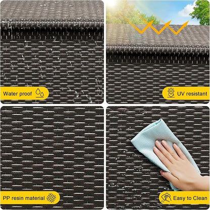Wicker Deck Box, 185 Gallon All-Weather Outdoor Storage Box, Rattan Storage Bin for Patio Furniture, Outdoor Cushions, Pool Storage and Garden Tools, Brown