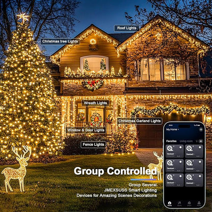 JMEXSUSS 800 LED RGB String Light Outdoor Indoor with Remote, Color Changing Christmas Lights Clear Wire Smart Lights Plug in for Bedroom Tree Room Party Birthday Xmas Decorations
