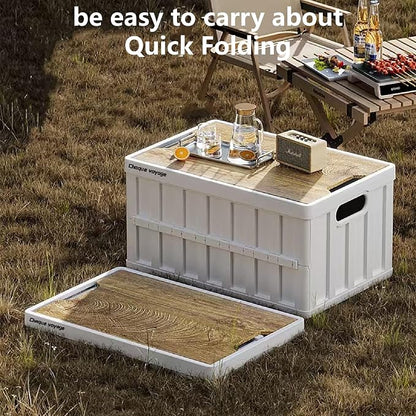 7.93-13.21 gallon large capacity camping folding box storage box organizing box, suitable for home, outdoor camping, car use - black, white, green (White stripes, 16.5x11x8.6)
